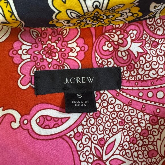J.Crew Womens Small Paisley Print Button-Down Tunic Shirt Pink/Red Cotton Blend - Picture 5 of 9